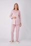 Maternity Pajama Set with Robe, 3-Piece Set, Lace Panel, Buttoned, Nursing-Friendly, Jacquard. - 7