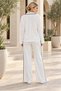 Women's Long-Sleeved, Collared, Fine-Striped Viscose Two-Thread Blouse and Pants Set - New Season: Sporty Elegance and Everyday Chic. - 5