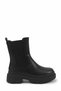 Women's Black Chelsea Boots, Thick Sole, Side Zipper, Fleece-Lined, Elasticated, Casual Boots. - 3