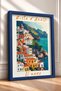 Costa D'Amalfi, Sade, Striped Coastal Town, Framed Painting, Italy Poster, Wall Decor, Itp147. - 2