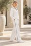 Women's Long-Sleeved, Collared, Fine-Striped Viscose Two-Thread Blouse and Pants Set - New Season: Sporty Elegance and Everyday Chic. - 4