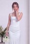Women's Corset-Style Draped Long-Sleeved Satin Evening Dress, Available in Black, Burgundy, White, and Baby Blue. - 2