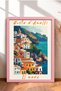 Costa D'Amalfi, Sade, Striped Coastal Town, Framed Painting, Italy Poster, Wall Decor, Itp147.