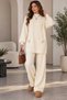 Women's Knitwear 2-Piece Set, Long Sweater with Stand-Up Collar and Pockets, Wide-Leg Pants.