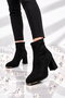 Stylish and Comfortable Black Women’S Heeled Boots with Zipper and Fleece Lining 26K414-5