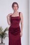 Women's Corset-Style Draped Long-Sleeved Satin Evening Dress, Available in Black, Burgundy, White, and Baby Blue. - 6