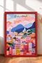 Bologna Colorful Houses and Pink Clouds Framed Painting, Italy Poster, Wall Decor, Itp163.