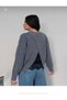 Women's Back V Detail Lace Soft Textured Knit Sweater - 3