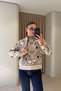 Authentic Patterned Shawl Knit Sweater - Beige-Brown - 4