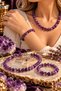 Amethyst Natural Stone Bracelet and Necklace Set, High Quality (Necklace 40 cm) (Bracelet Size Options Available)