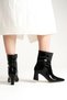 Zrcb2 Premium Black Patent Leather Chunky Heel Zippered Winter Boots (7cm) - 8