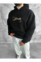Hooded Oversized Premium Sweatshirt with Embroidered Sabır Design. - 3