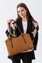 Alvera Women's Shoulder Bag, Tote Style, Suede-Look, with Scarf Detail, in Tan Brown. - 5