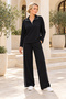 Women's Long-Sleeved, Collared, Fine-Striped Viscose Two-Thread Blouse and Pants Set - New Season: Sporty Elegance and Everyday Chic. - 6