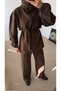 Zippered Belted Trouser Suit - Bitter Brown - 3