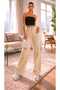 Aprove Women's Beige Super High-Waisted Wide-Leg Palazzo Jeans with Lycra.