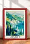 Amalfi Bay and Sailboats Framed Painting, Italy Poster, Living Room, Kitchen, Wall Decor, Itn018.