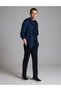 Navy Blue Slim Tailored Canvas Trousers 50331186-Vr033 - 3