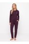 Women's Long-Sleeved Pajama Set with Polka Dot Pattern, Murdum Color - 5