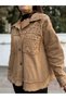 Italian Sequined Gabardine Jacket, Camel (up to Size 50) - 3