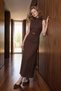 Brown, High-Neck, Sleeveless, Buckle-Detail Long Dress. - 3