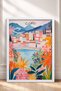 Floral Town Framed Painting on the Shore of Lake Como, Italy Poster, Living Room, Kitchen, Wall Decor, Itp170. - 3