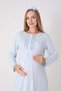 Maternity Nightgown and Robe Set, 2-Piece, with Lace Details, Buttoned, Nursing-Friendly, Plaid. - 6