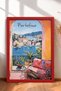 Portofino Arched Window with Port Frame Painting, Italy Poster, Living Room, Kitchen, Wall Decor, Itp190.