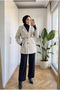 Women's Short Trench Coat with Elastic Sleeves and Belt, Modest Style Jacket. - 4
