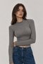 Women's Glittery Half Turtleneck Ribbed Knit Crop Top