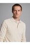 Beige Slim Fit 100% Cotton Wrinkle-Resistant Polo Collar Basic Sweatshirt 50333998-Vr011 - 3