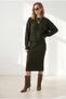Women's Dark Khaki Geometric Sweater Dress Set Tkm-19000530