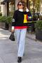 New Season Women's Turtleneck Color Block Knit Sweater with Pocket Detail, Oversized Fit. - 5