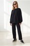 Women's Black Basic Loose-Fit Top and Bottom Set Tkm-19000528 - 5