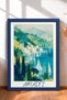 Amalfi Bay and Sailboats Framed Painting, Italy Poster, Living Room, Kitchen, Wall Decor, Itn018.