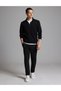 Black 3-Thread Regular Fit Zippered Stand-Up Collar Basic Sweatshirt 50334032-Vr046 - 5