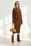 Women's Brown Geometric Sweater Dress Set Tkm-19000530 - 5