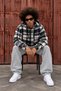 Men's Thick Plaid Hooded Zippered Blue Lumberjack Shirt