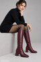 Ballety Crocodile-Patterned Square-Toe Chunky-Heel Zippered Women's Boots. - 5