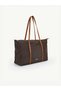 Brown-Tan Shk357 Large Capacity, with Strap, Zippered, Everyday Shopper Shoulder Bag. - 5