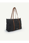 Black-Tan Shk357 Large Capacity, Shoulder Strap, Zippered, Everyday Shopper Bag. - 5