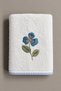 100% Cotton Blue Flower Embroidered Face Towel 50X90 cm Soft Textured Decorative Edge Embroidered White - 3