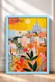 Rome Silhouette, Yellow Sun and Flowers Framed Painting, Italy Poster, Living Room, Kitchen, Wall Decor, Itp198. - 3
