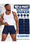|   Men's Original Fit Cotton Lycra Boxer Shorts, Navy Blue (10 Pieces)