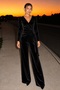 Women's Long-Sleeved, Wrap-Style, Side-Buttoned, Scarf-Detailed Velvet Blouse and Pants with Pockets – a Two-Piece Set – New Season, Luxurious Elegance and Sophisticated Style.