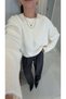 Women's Shoulder and Arm Seam Pearl-Detailed Soft-Textured Knit Sweater Suitable for Everyday Wear.