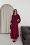 Women's Burgundy Leather Corset-Ruched Detail Full-Length Sandy Dress NBK5047 - 2