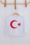 White Cotton Unisex Long-Sleeve T-Shirt with a Star and Crescent Turkish Flag Print. - 2