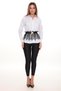 White Shirt with Black Lace Belt Detail, Women's Blouse.
