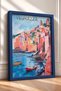 Vernazza in the Bay, Red Sailboat Framed Painting, Italy Poster, Living Room, Kitchen, Wall Decor, Itp206. - 2